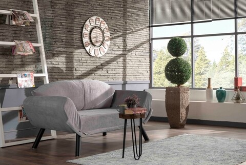 Canapea extensibila Genzo, Futon, 2 locuri, 177x81x87 cm, metal, gri 177x81x87 imagine model 2022