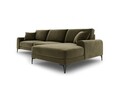 Coltar dreapta, Madara, Mazzini Sofas, 5 locuri, black legs, 254x182x90 cm, catifea, verde