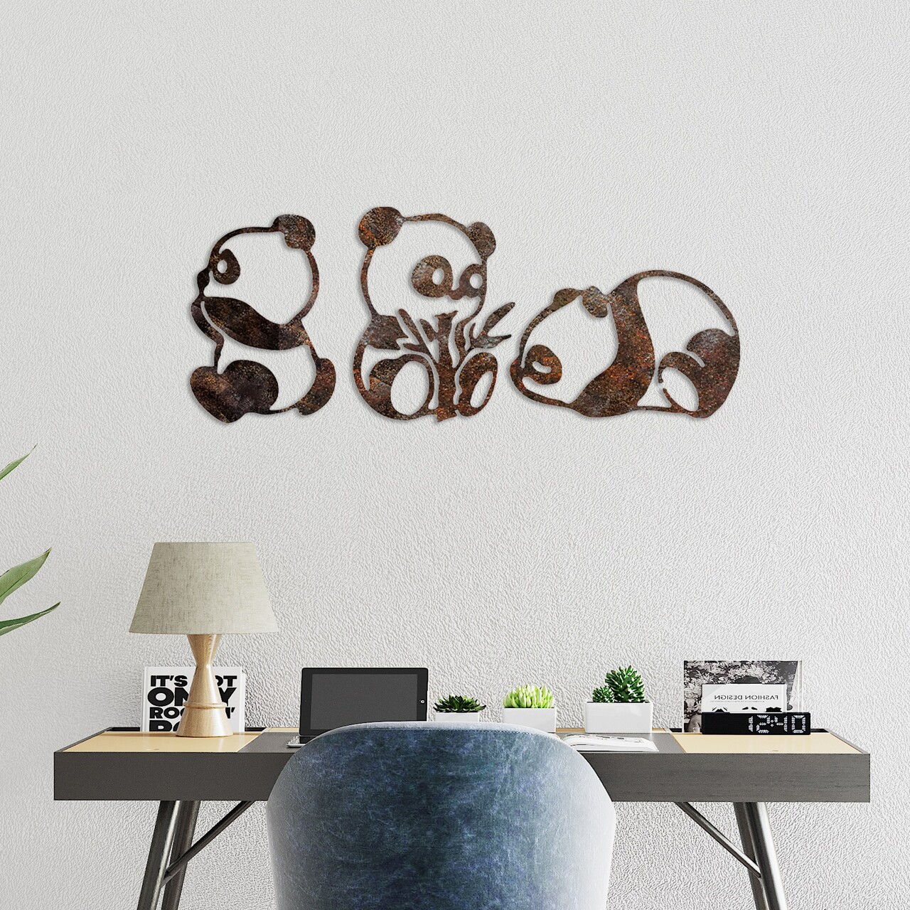 Decoratiune de perete, Rusty Panda, Dimensiune: 26 x 18 cm (1 bucată), Maro antichizat - view 3