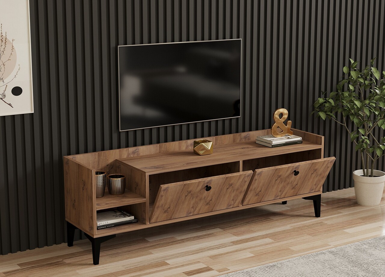 Comoda TV, Puqa Design, Heflin, 150x50x36 cm, PAL, Maro - 2 | YEO