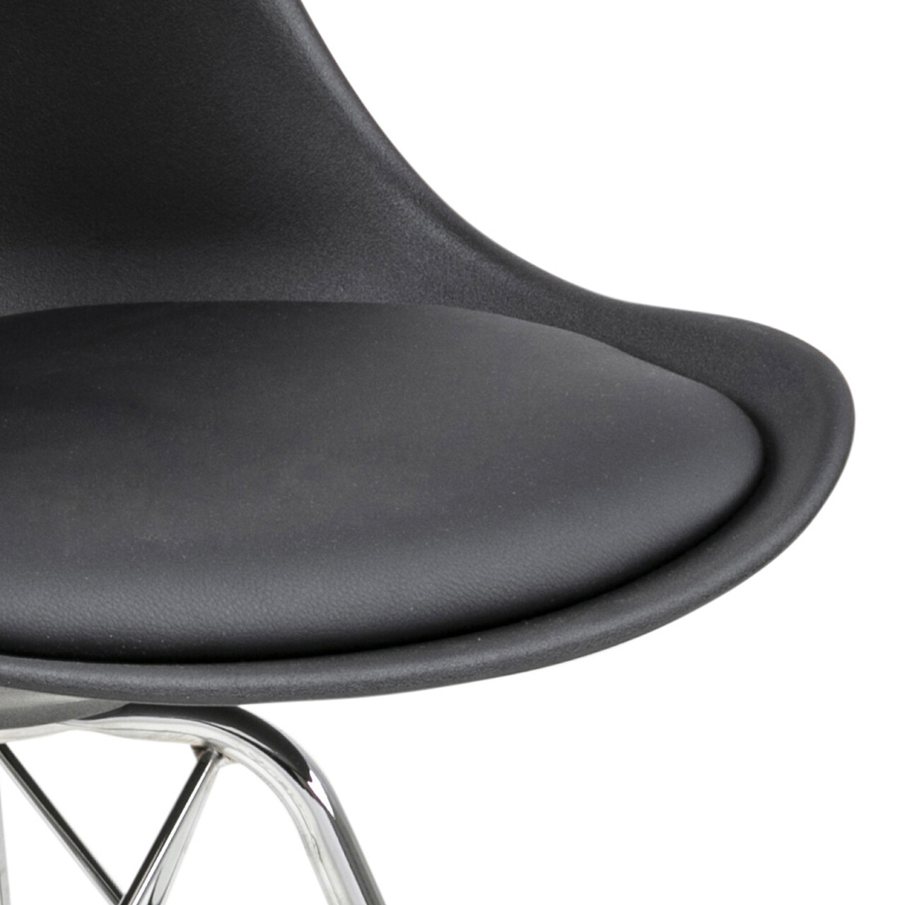 Scaun Eris, Actona, 48.5x54x85.5 cm, piele ecologica/otel, negru/crom - view 3