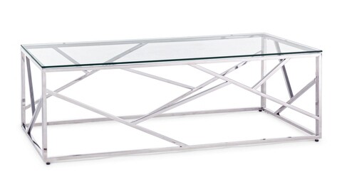 Masuta de cafea rayan, bizzotto, 120 x 60 x 40 cm, inox/sticla temperata