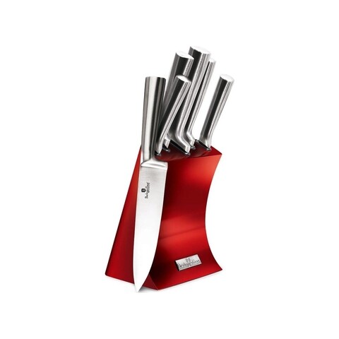Set 5 cutite + suport, berlinger haus, burgundy, inox