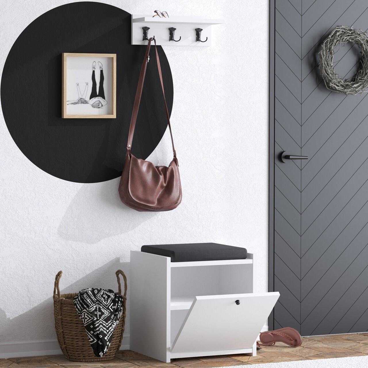 Cuier de perete, Elegance, Tinky, 40x45x35 cm, PAL, Alb - 1 | YEO