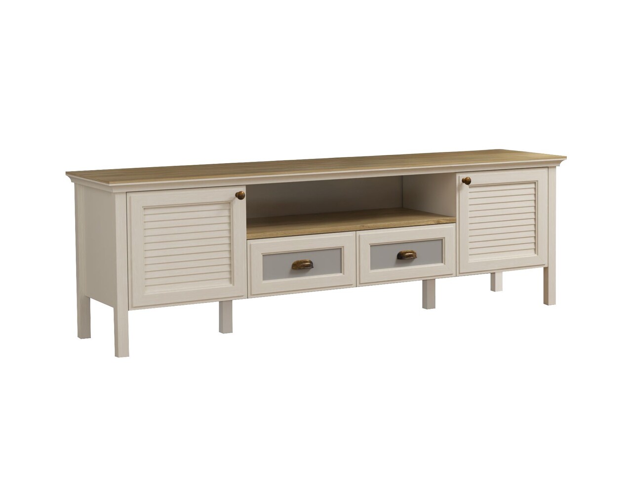 Comoda TV, Hanah Home, FRN-21011, 180.9x58x44.2 cm, PAL, Crem / Stejar / Gri