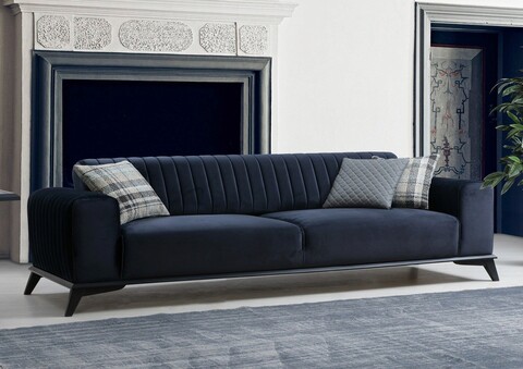 Canapea extensibila cu 3 locuri, hilena, 569hln1105, lemn de fag / pal, albastru navy