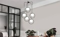 Lustra, Dolunay - 4511, Opviq, 74 x 103 cm, 5 x E27, 40W, negru/alb