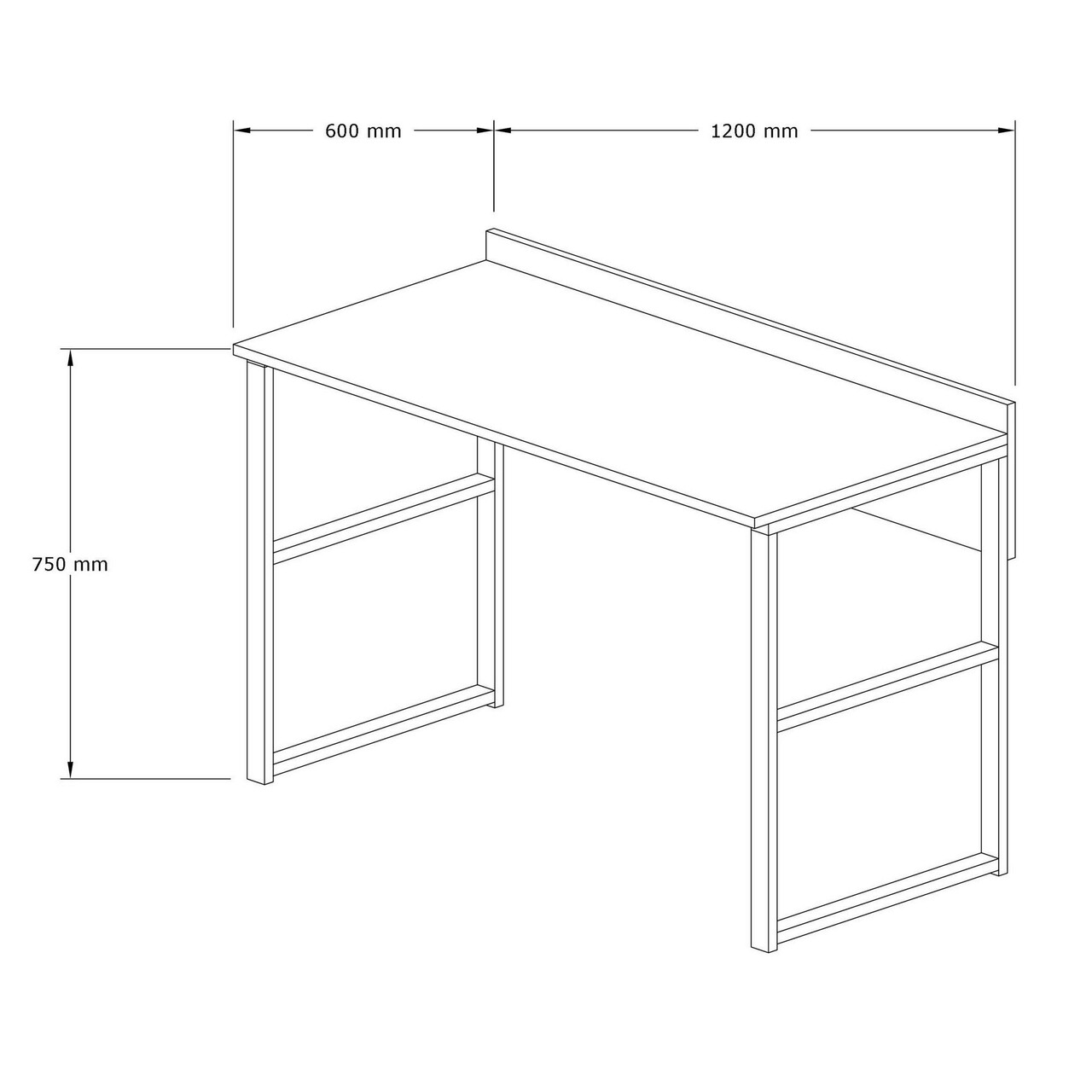 Birou, Puqa Design, Kayra, 120x75x60 cm, PAL, Alb/Negru
