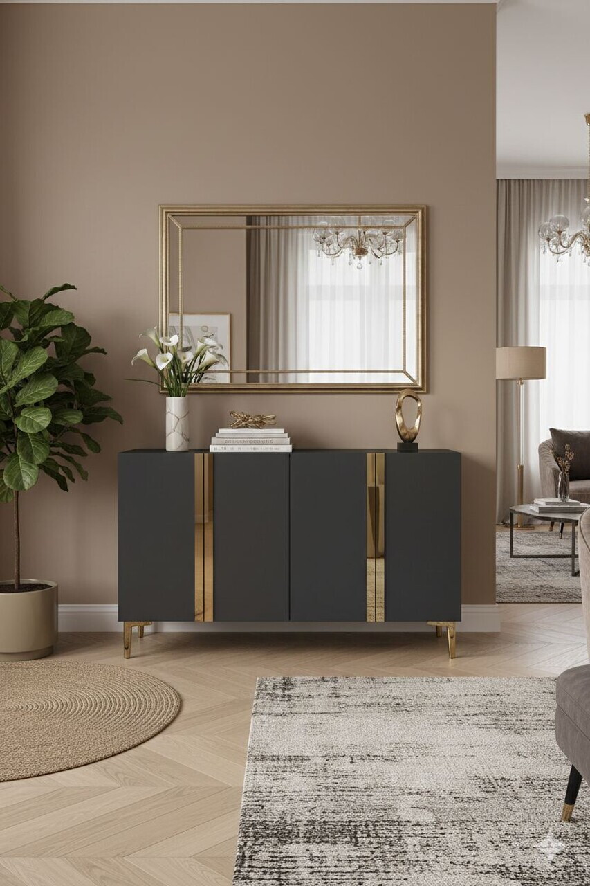 Consola, Hanah Home, Anka 120, 120x75x32 cm, PAL, Antracit / Aur — imaginea 3