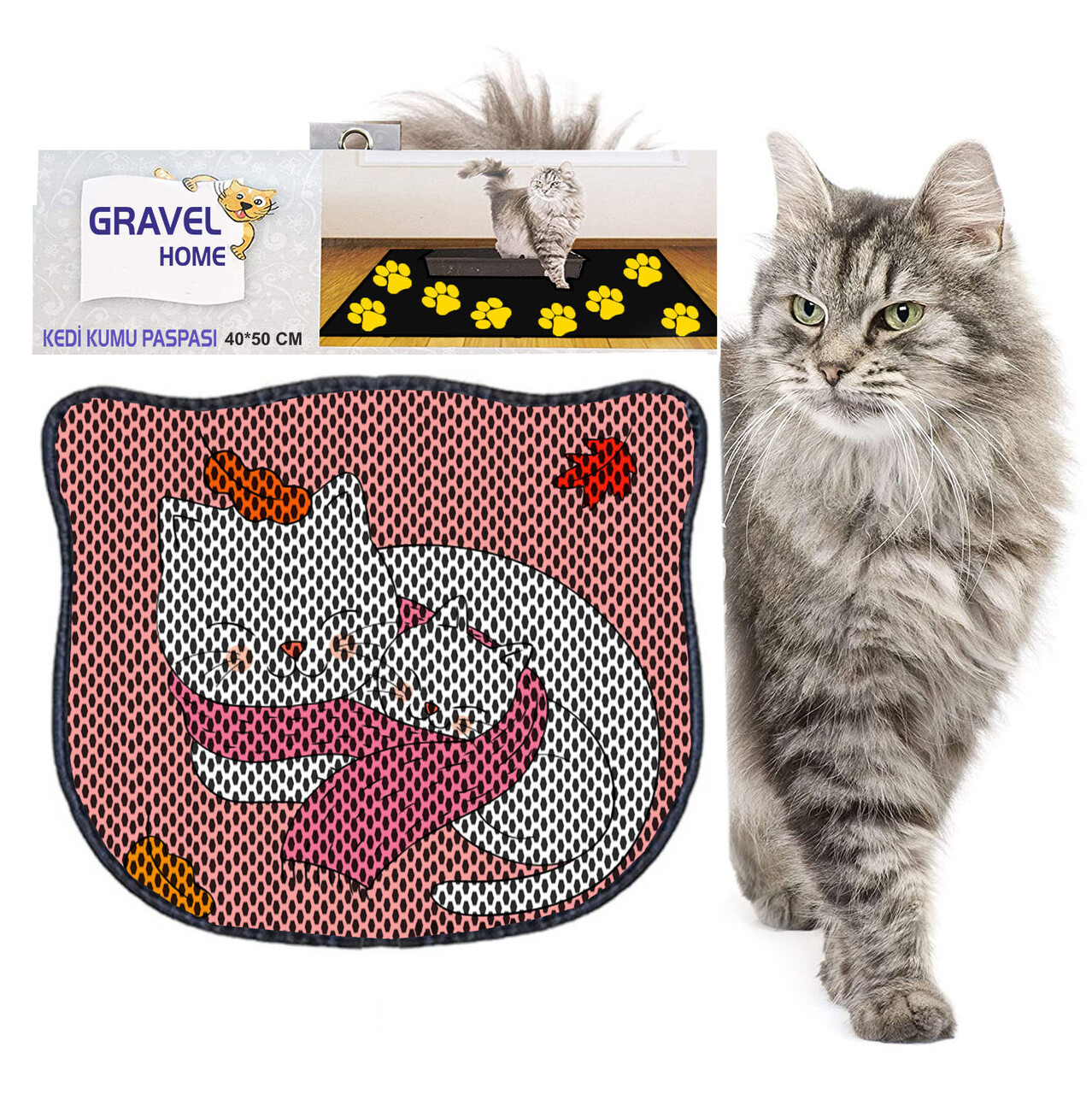 Covoras litiera pentru colectarea granulelor de nisip, Paws &amp; Whiskers, Kdkafa0084, 50% PVC/50% poliester, Multicolor - view 2