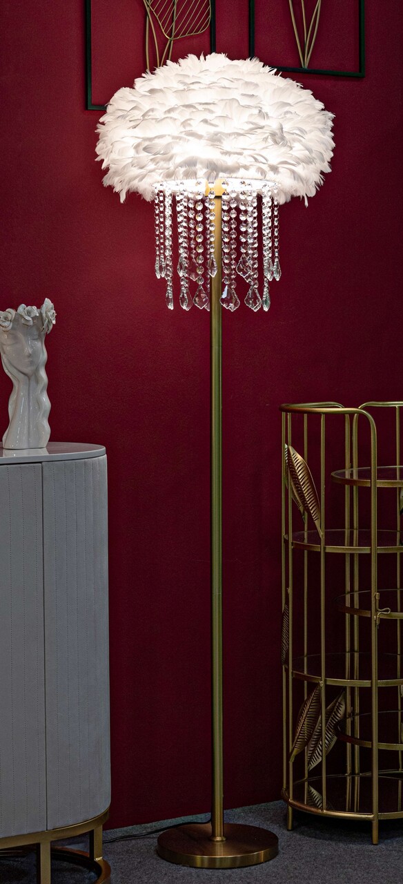 Lampadar Diamon, Mauro Ferretti, 1 x E27, 40W, 40x165 cm, fier, alb/auriu - 2 | YEO
