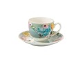 Set 2 cesti cu farfurie pentru cafea, Paradise Blue, Brandani, 90 ml, portelan