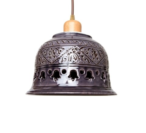 Lustra Radacini Laleaua cenusie, Deco Republic, E27, 1x60W, ceramica autentica Corund