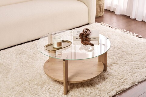 Masuta de cafea, Nordure, Clara, Stejar Safir / Transparent
