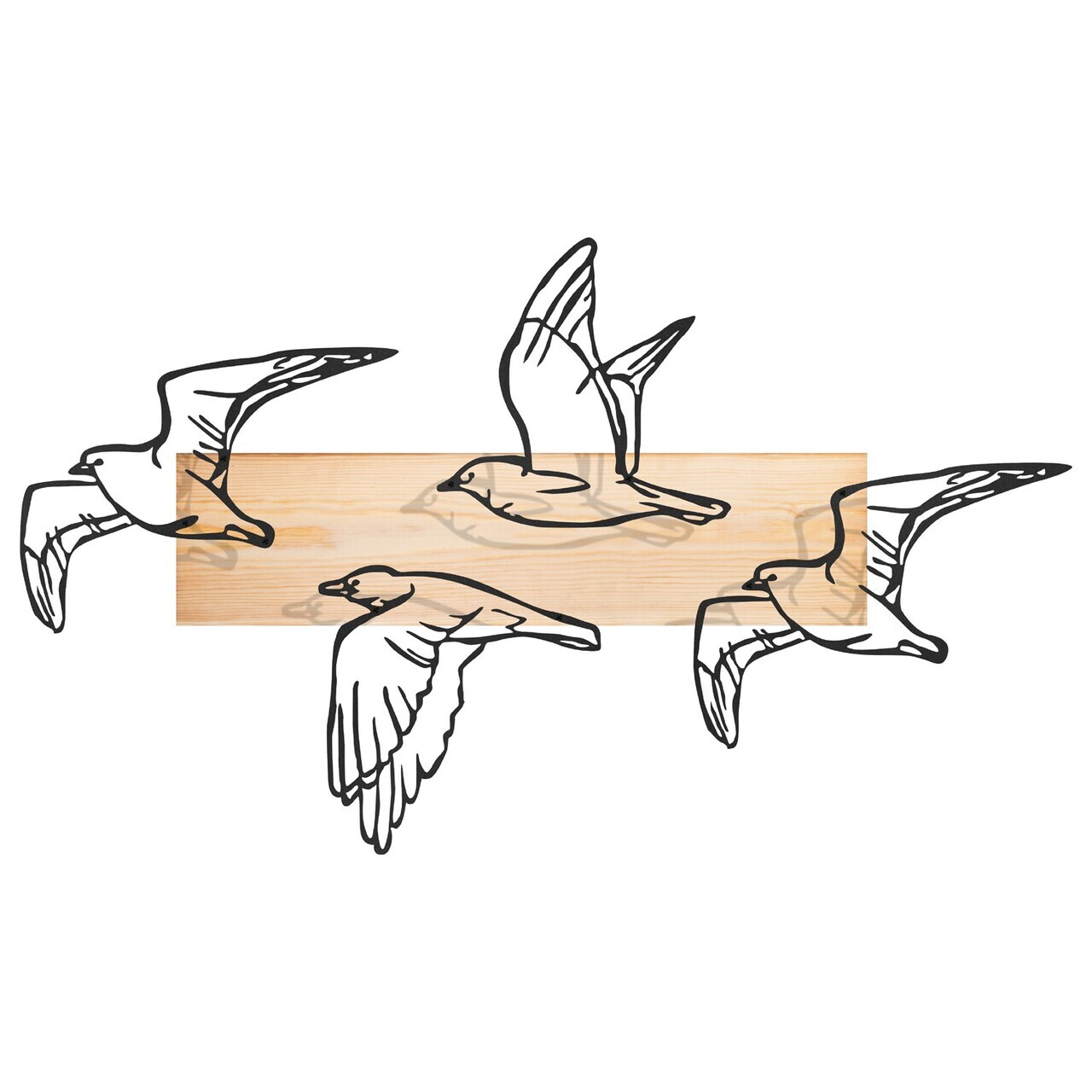 Decoratiune de perete, Mouette, Cadru: Lemn (Grosime: 2 cm), Natural/Negru — imaginea 7