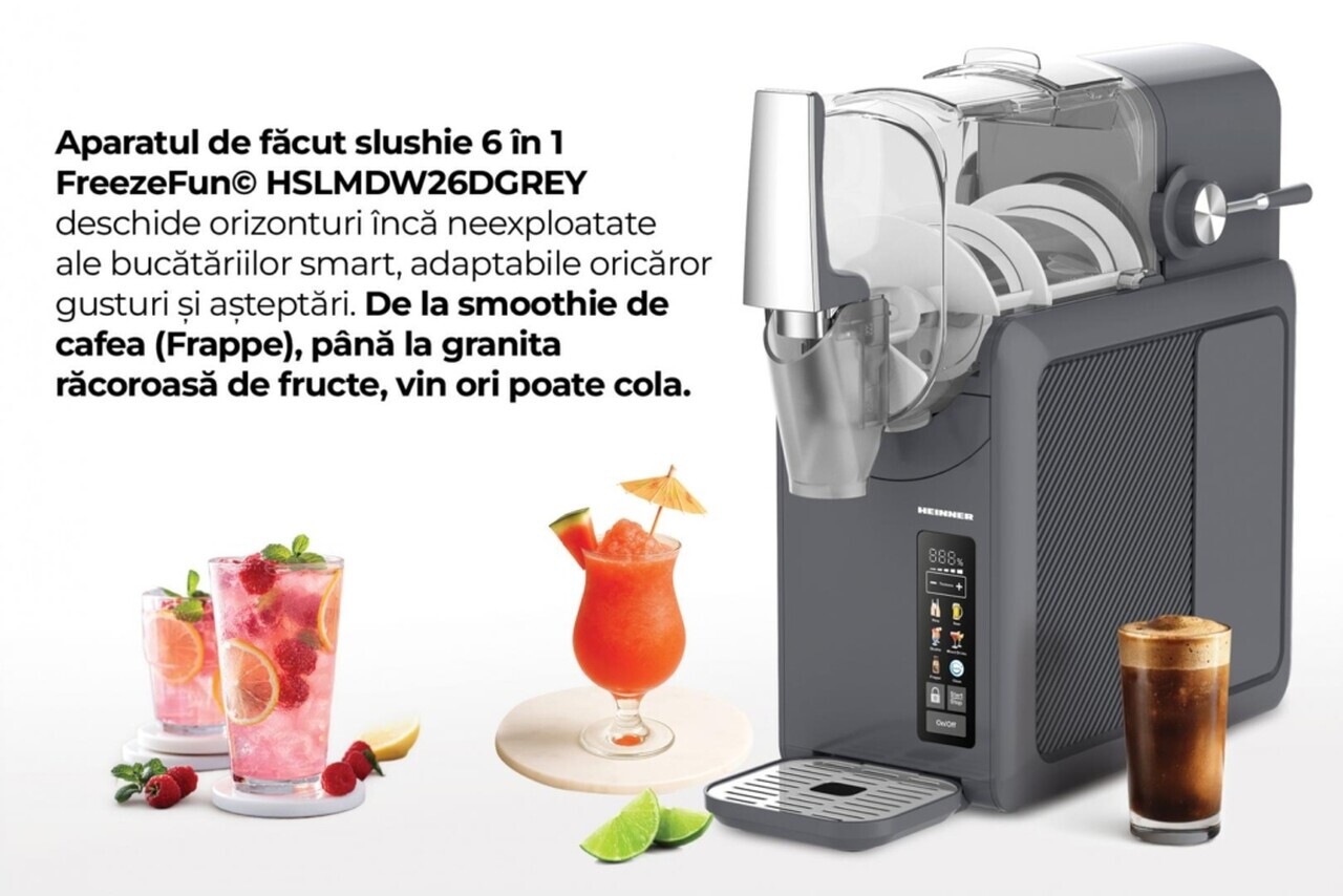 Aparat granita 6 in 1 FreezeFun, Heinner, 220W, 2.6L, gri - view 11