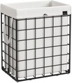 Cos de rufe, Songmics, 48 x 33 x 58 cm, 90 L, otel/policoton, alb/negru