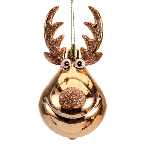 Glob Reindeer w glitter, Decoris, 5.5×5.5×11.5 cm, plastic, maro 5.5x5.5x11.5 pret redus
