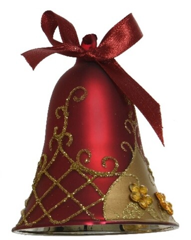 Glob bell w diamonds, decoris, 6.5x9 cm, sticla, visiniu