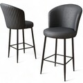 Set scaune de bar 6 piese, Charlotte, Uras, Metal, Antracit / Negru