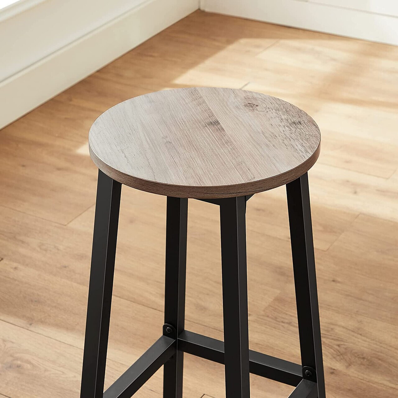 Set 2 scaune de bar, Vasagle, 32x65 cm, PAL/otel, grej/negru - imagine 3