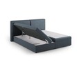Pat continental cu saltea, topper si lada depozitare, 140x200 cm, Micadoni Home, Jodie-78, tesatura structurata, albastru