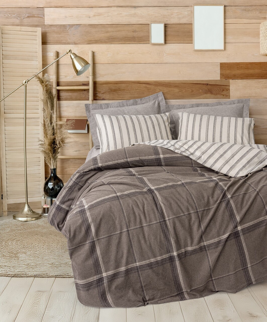 Lenjerie de pat dubla, Caldo - Brown, Cotton Box, 50% bumbac / 50% poliester