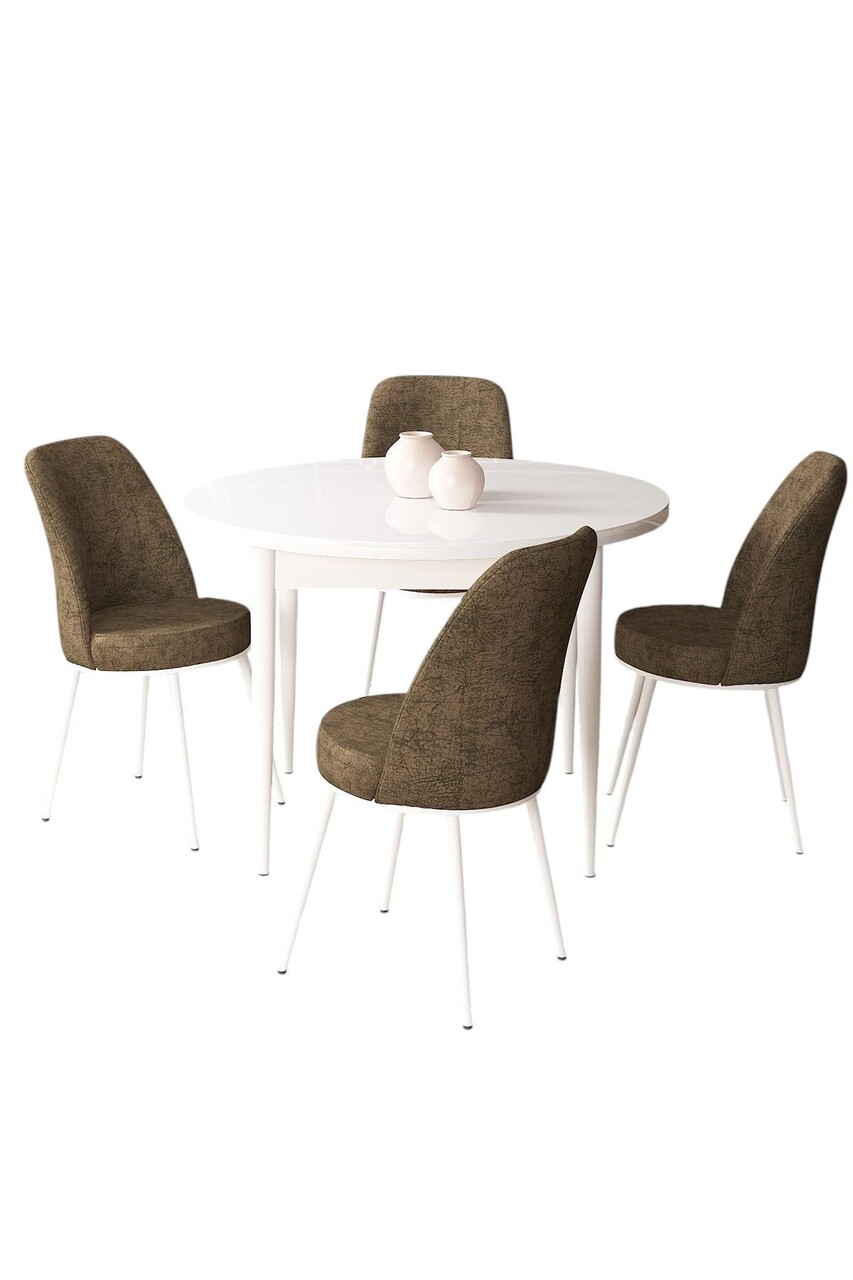 Set masă și scaune (5 bucăți), Hanah Home, Tor, Alb/Maro - view 2