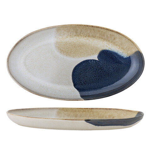 Platou pentru servire, Bloomingville, Jules, 33.5x18.5x3.5 cm, ceramica, albastru
