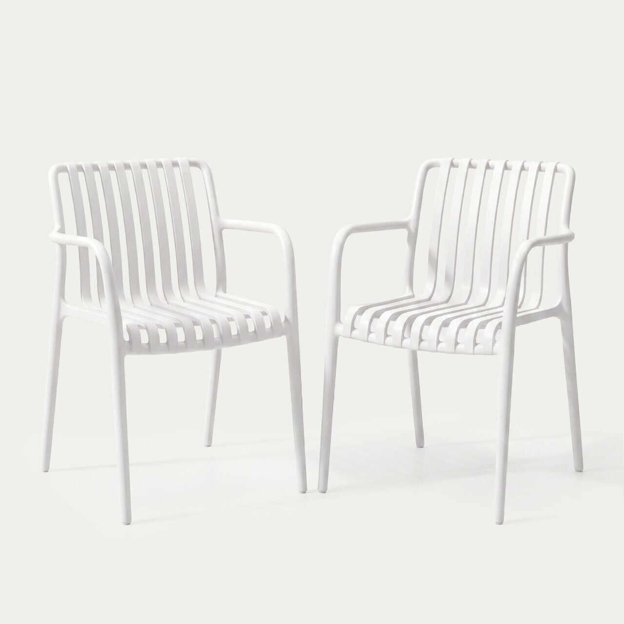 Set 2 scaune pentru terasa/gradina Valoro, Homla, 54.50x58.50x81 cm, plastic, alb — imaginea 3