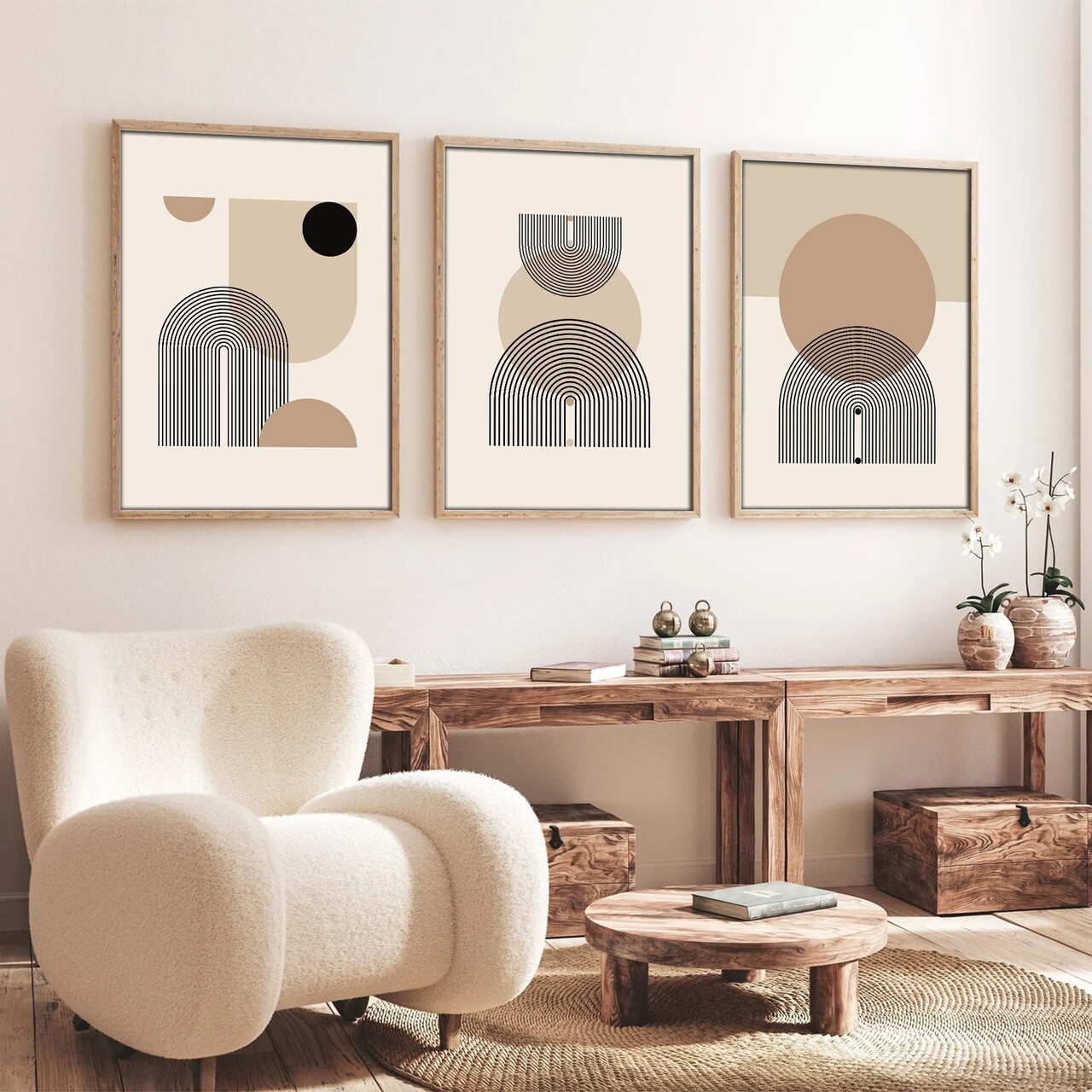 Set 3 tablouri decorative Huhu263 Cadru: 100% LEMN MASIV (Grosime: 2 cm) Multicolor