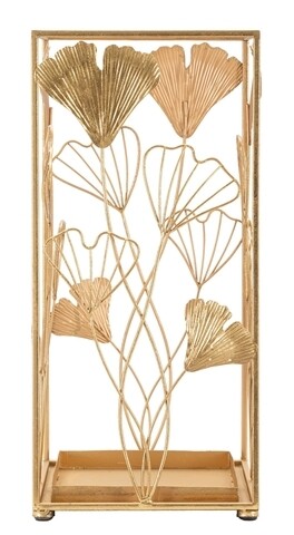 Suport pentru umbrele Gold Leaf, Mauro Ferretti, 22.5×22.5×48.5 cm, fier, auriu
