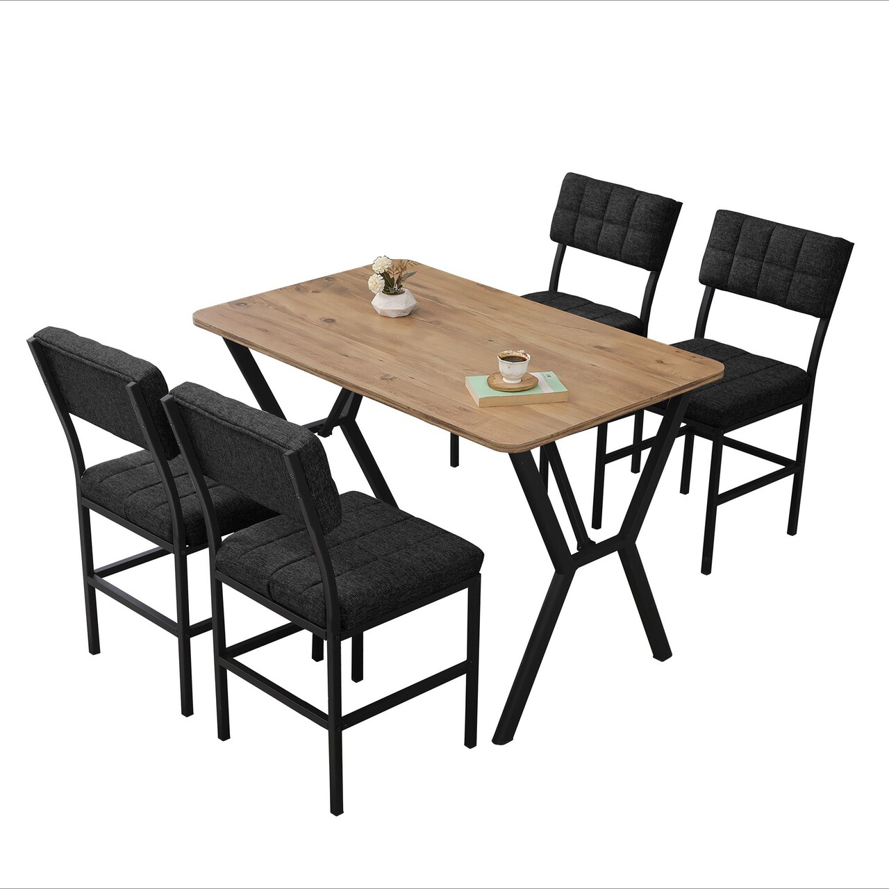 Set masa extensibila si scaune, Hanah Home, Dubai, Antracit / Nuc - view 3