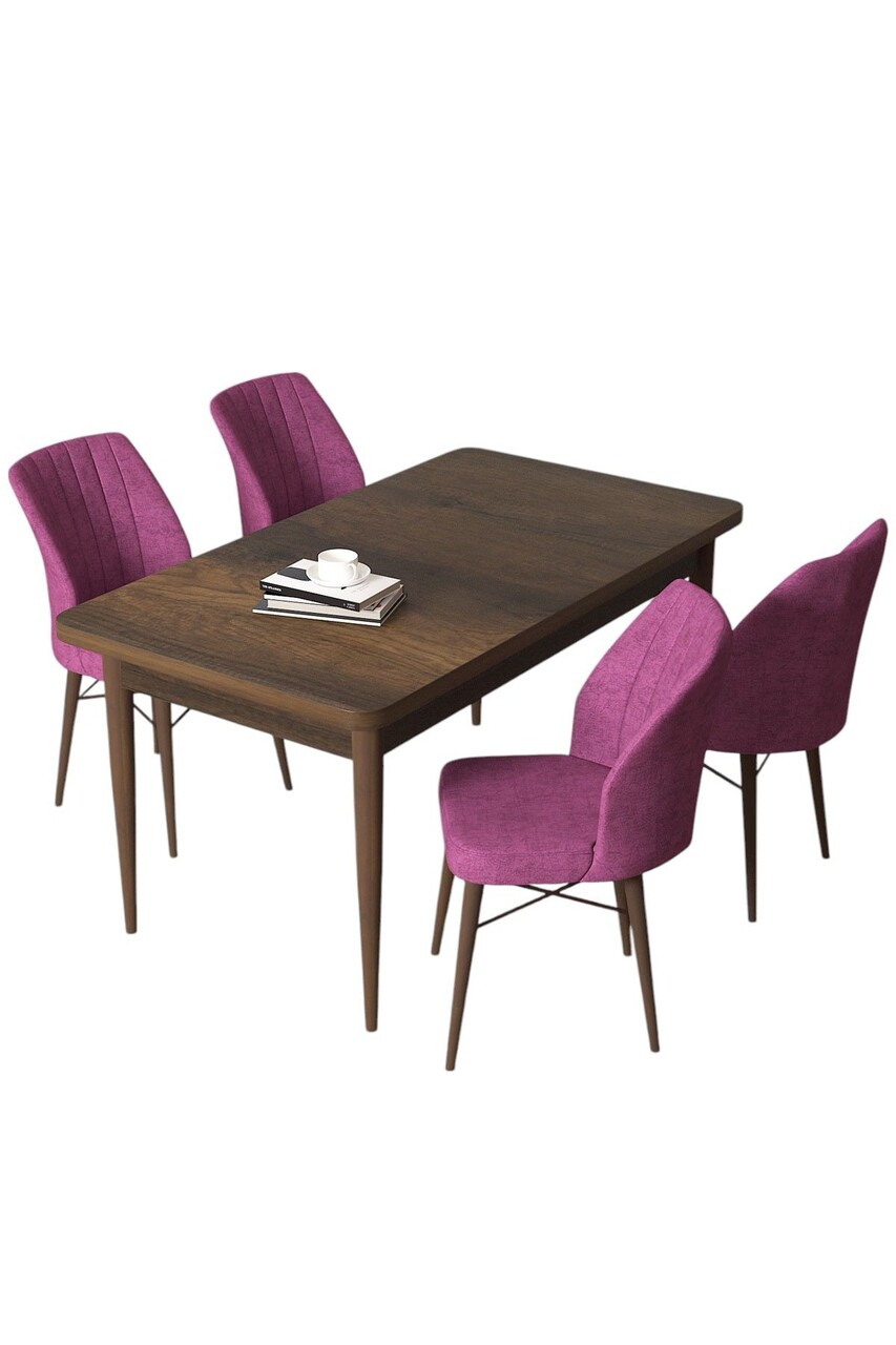 Set masă și scaune (5 bucăți), Hanah Home, Arp, Baroc / Mov - view 2