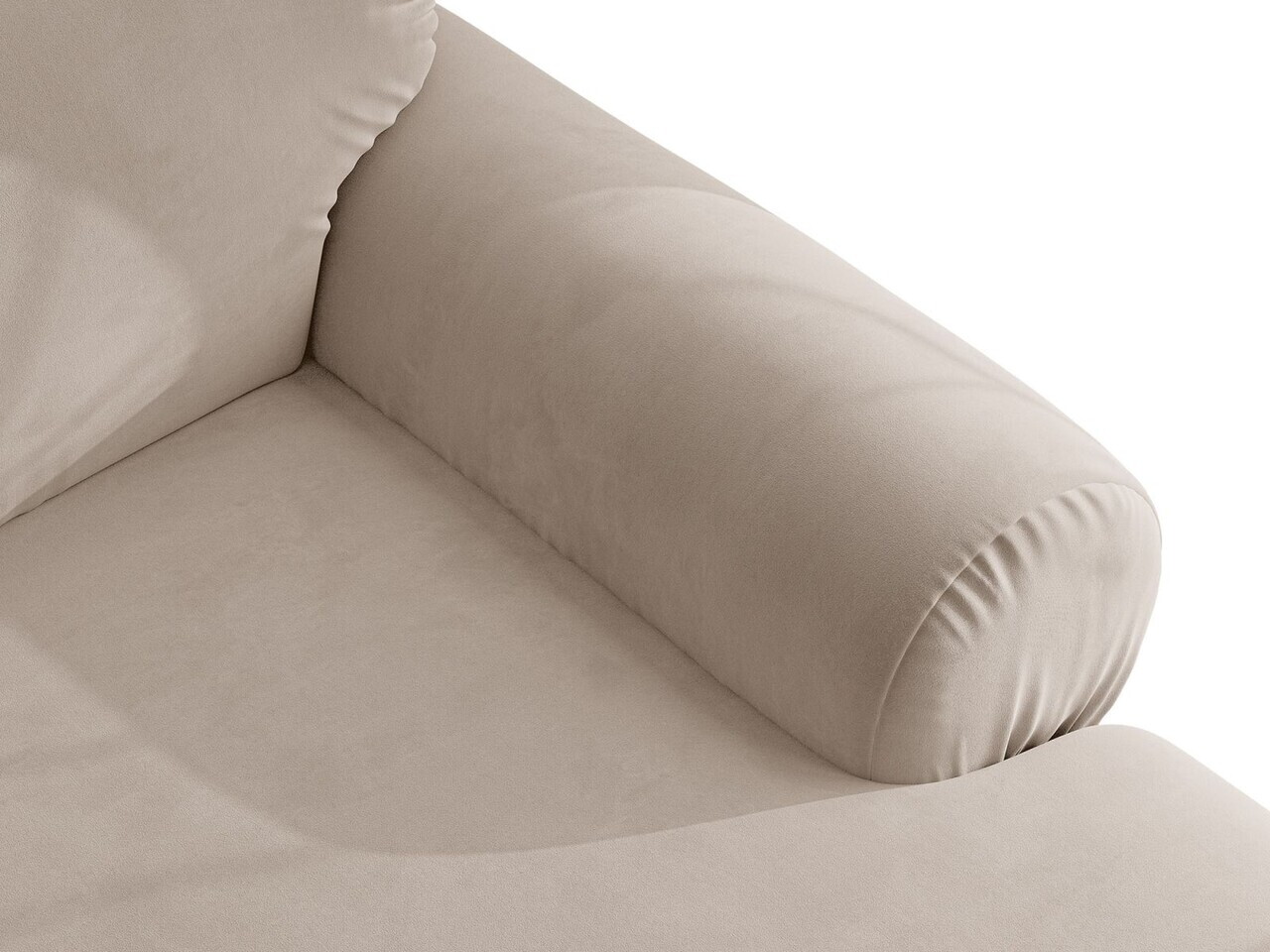 Canapea 3 locuri, Ophelia, Micadoni Home, 217x100x84 cm, catifea, bej — imaginea 5