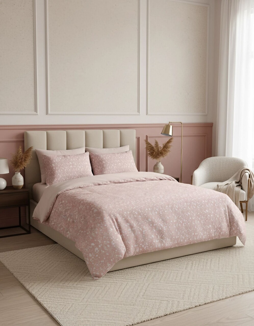 Lenjerie de pat dubla (DE) L'essentiel Maison Emma Kombin Somon/Alb