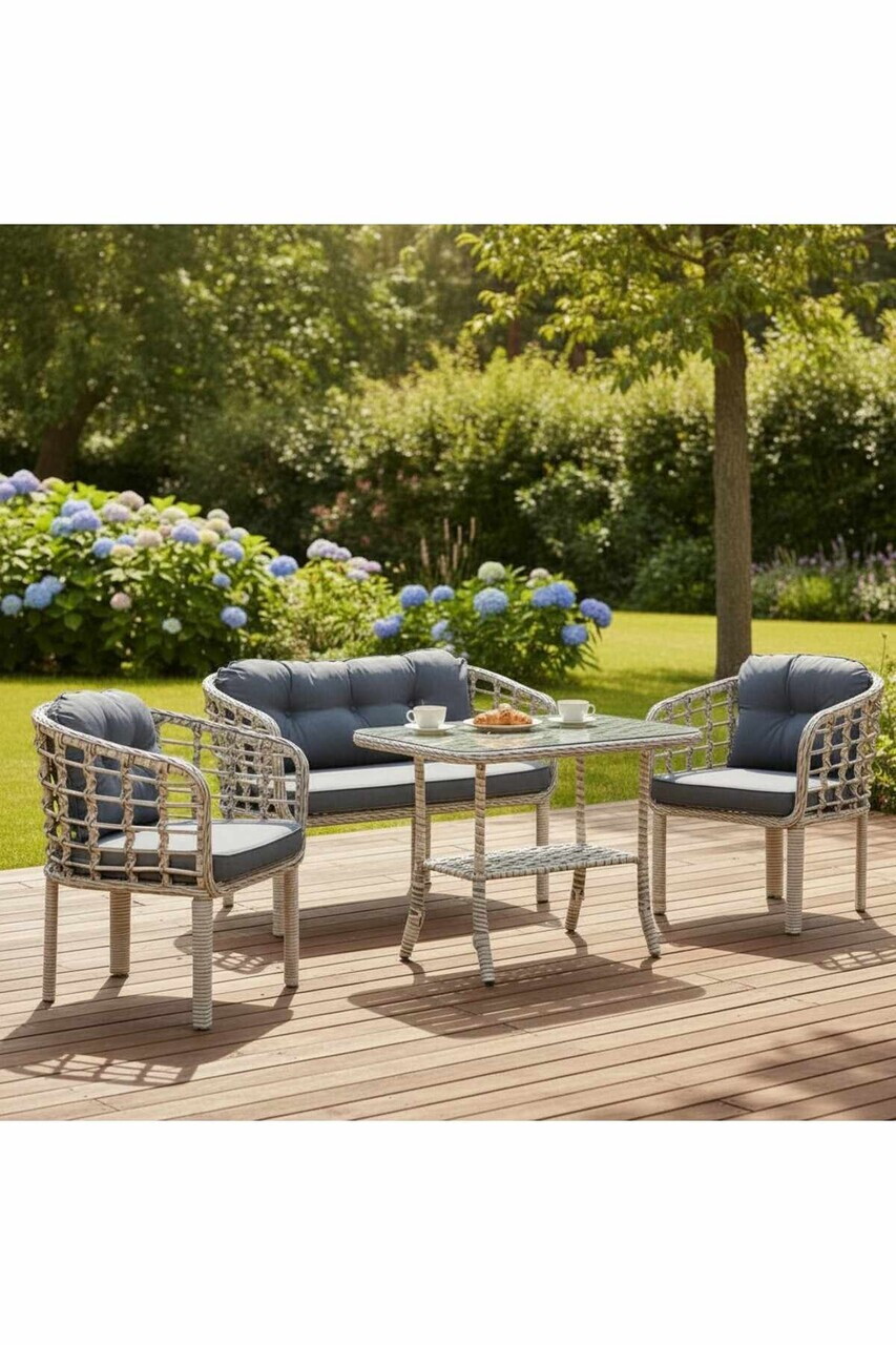 Set mobilier de gradina, Hanah Home, Manolya, ALUMINIU, Gri inchis - view 2
