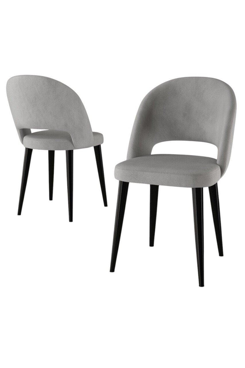 Set scaune 6 piese, Hanah Home, Pane, Gri/Negru — imaginea 2