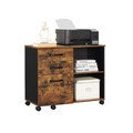 Dulap de birou pentru dosare, Vasagle, cu roti, compartiment A4 si letter, 80x40x66 cm, PAL, maro