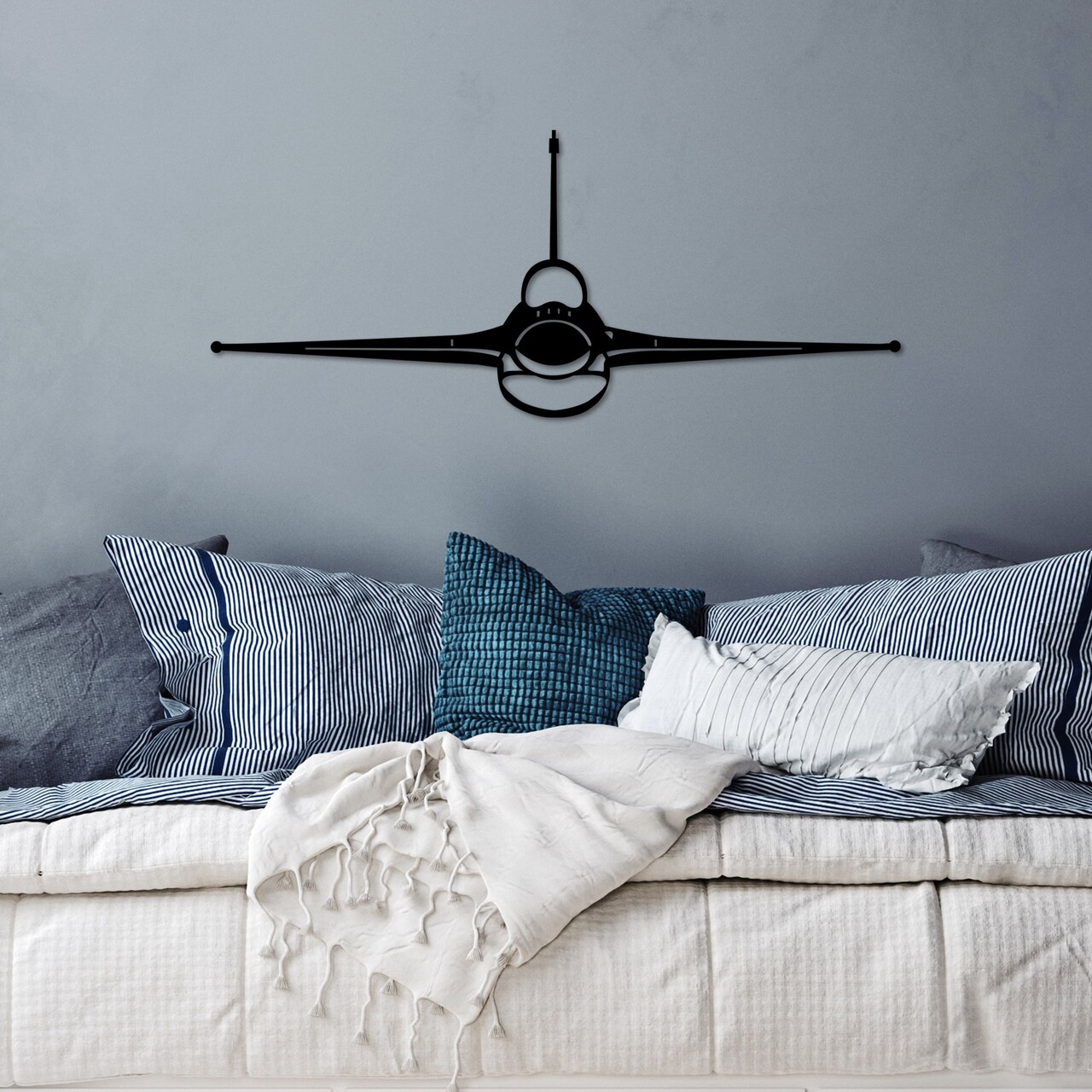 Decoratiune de perete, F-16 Jet Fighter, Dimensiune: 60 x 25 cm , Negru - view 3