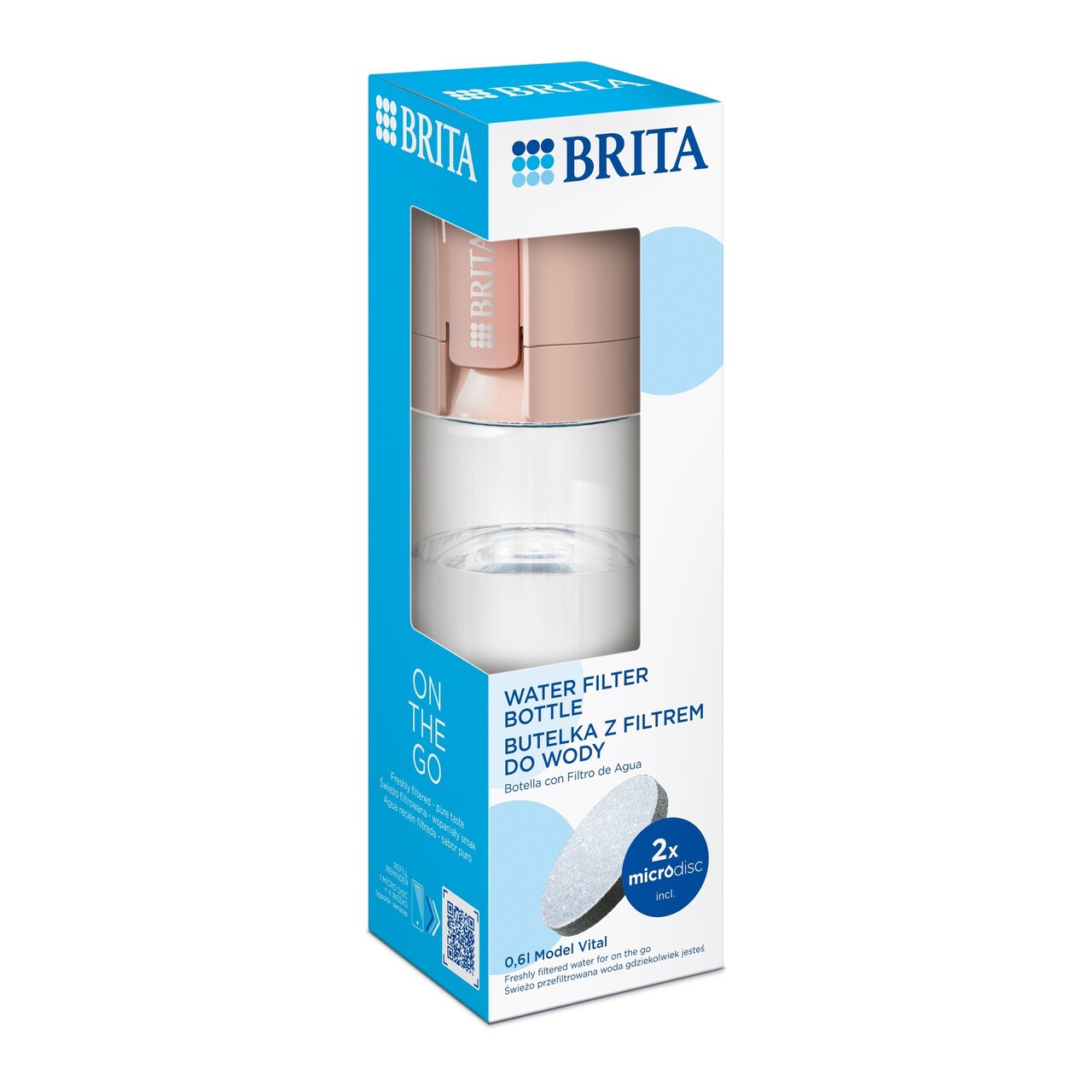 Sticla filtranta BRITA Vital 600 ml (Apricot) + 2 filtre MicroDisc - imagine 9