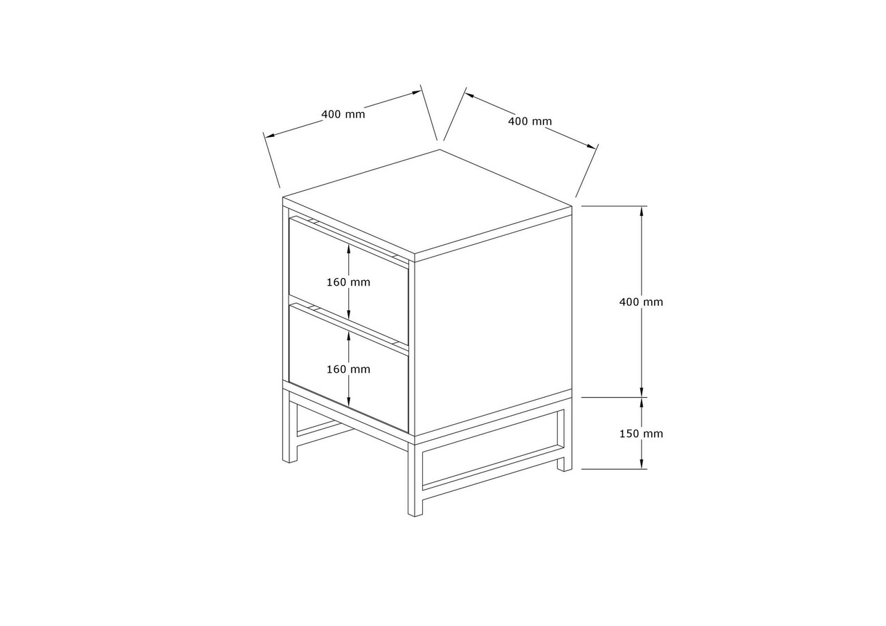 Noptiera, Puqa Design, Nehir, 40x55x40 cm, PAL, Safir / Negru