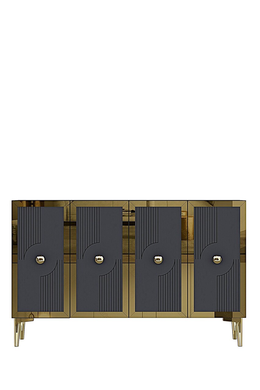 Consola, Hanah Home, Pega 120, 120x79x32 cm, Antracit / Aur - view 5