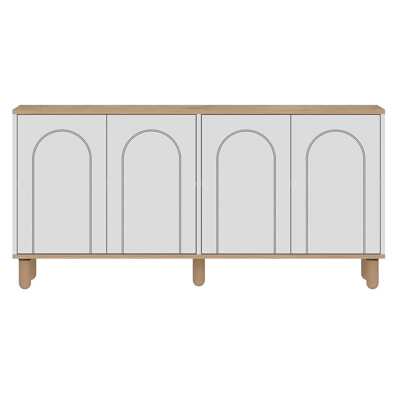 Consola, Hanah Home, Fayron, 150x73x36 cm, PAL, Stejar Safir / Alb - imagine 4