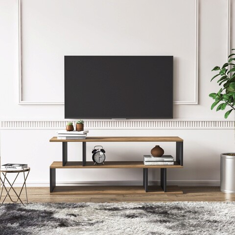 Comoda tv, minima, piramide, 120x49.5x35.2 cm, nuc / negru