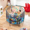 Trambulina copii cu plasa de siguranta Kidine, InnovaGoods, max 80kg, Ø140 x 120 cm, albastru/negru