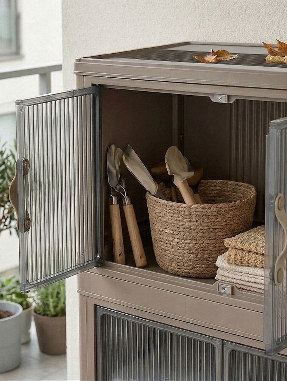 Dulap multifunctional, Hanah Home, Lavine 127, 56x127x56 cm, PLASTIC, Albastru deschis — imaginea 5