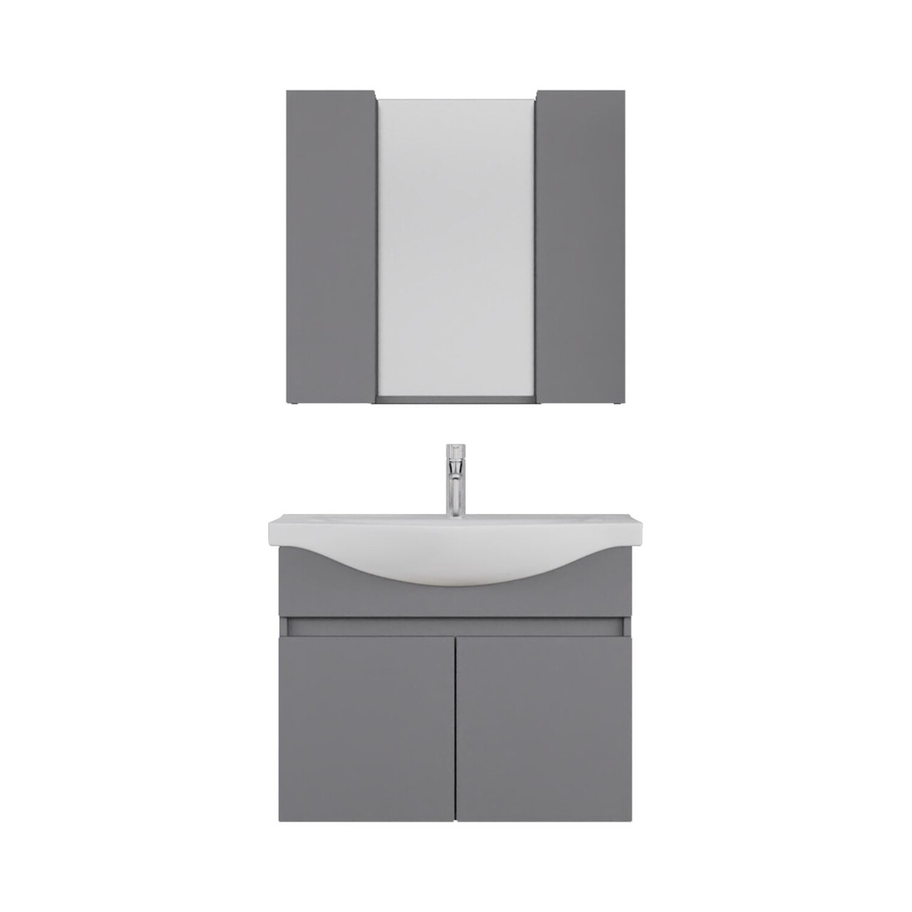 Set mobilier de baie (2 piese), Hanah Home, Sole 80, Gri Mat - view 2
