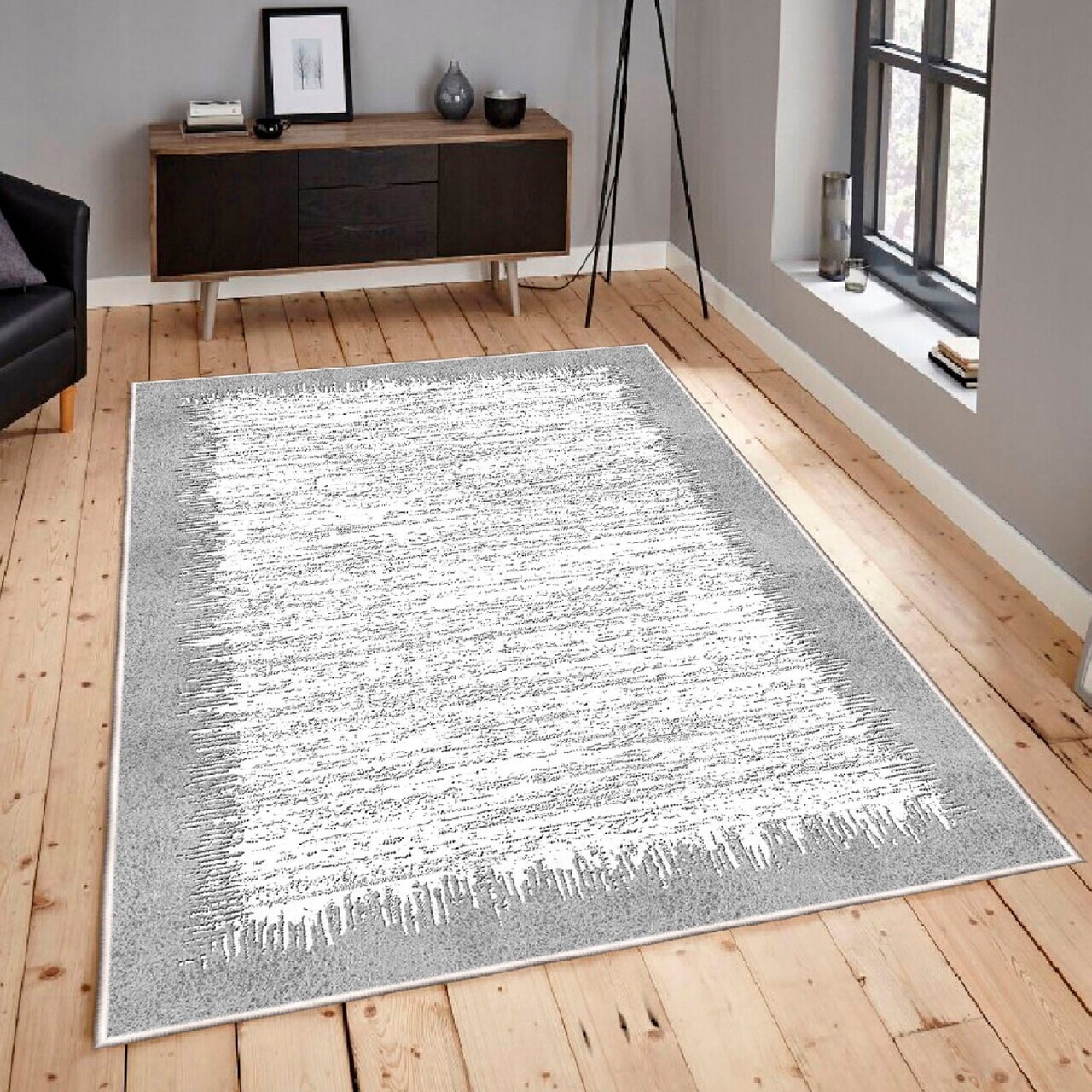 Covor, Woosonıl076, 120x180 cm, Crem / Gri — imaginea 2