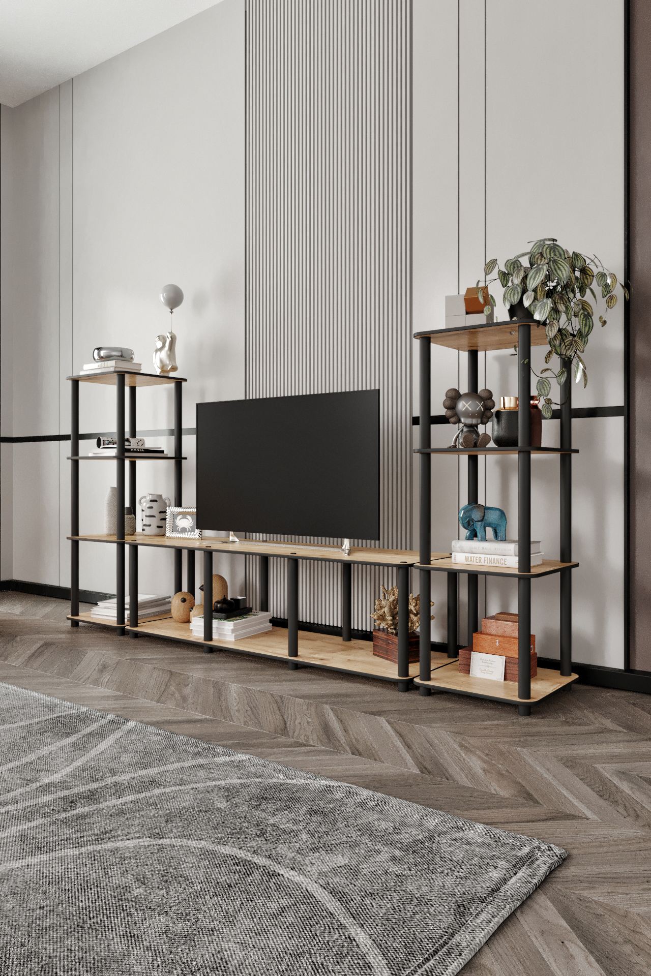 Comoda TV, Hanah Home, Grand, 188x106x34 cm, MDF , Stejar